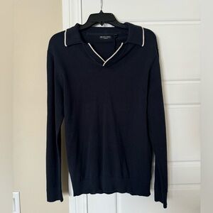 Midnight Navy/Oatmeal Brave Soul V-neck Sweater